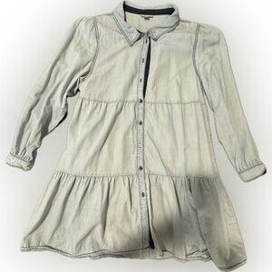 Serra Tiered Chambray Long Sleeved Dress XL